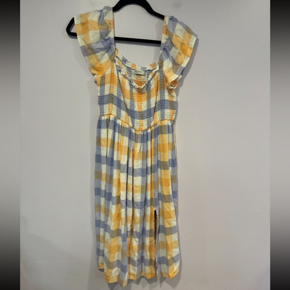 Purple and‎ orange Arizona Jeans co gingham midi dress